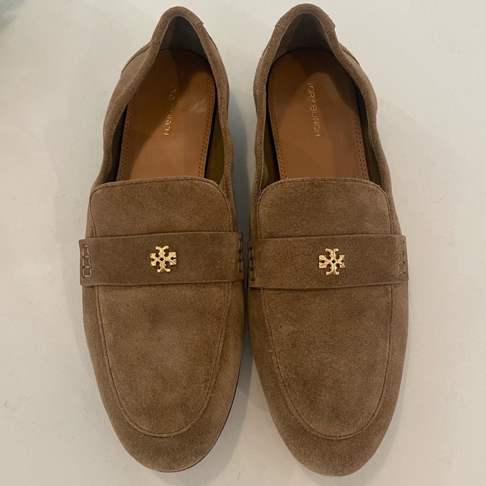 Tory Burch Tan Suede Ballet Loafers